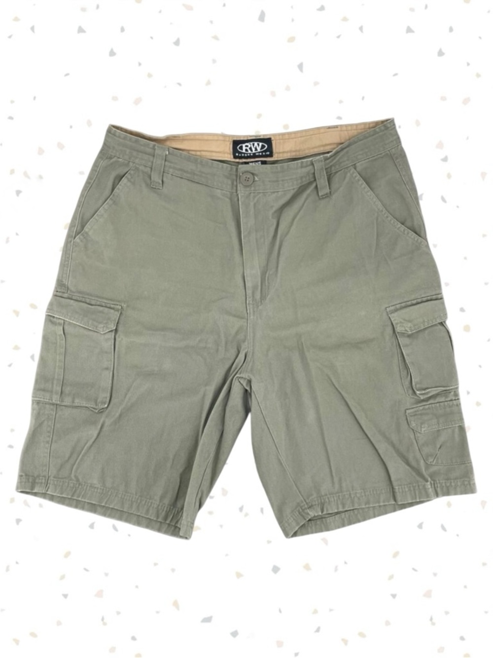Rugged Wear Cargo Shorts Olive Khaki Green Thrashed Summer Job Workwear Size 34